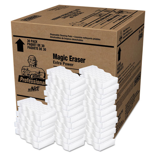 Image of Mr. Clean® Magic Eraser Extra Durable, 4.6 X 2.4, 0.7" Thick, White, 30/Carton