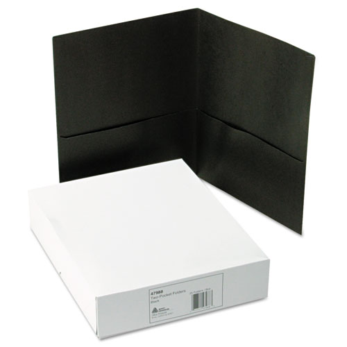 Two-Pocket Folder, 40-Sheet Capacity, Black, 25/Box