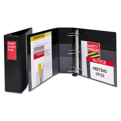 Image of Heavy-Duty Non-View Binder with DuraHinge, Three Locking One Touch EZD Rings and Spine Label, 4" Capacity, 11 x 8.5, Black
