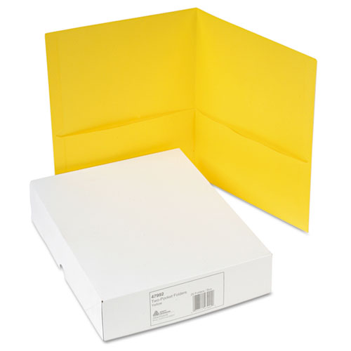 Two-Pocket Folder, 40-Sheet Capacity, Yellow, 25/Box