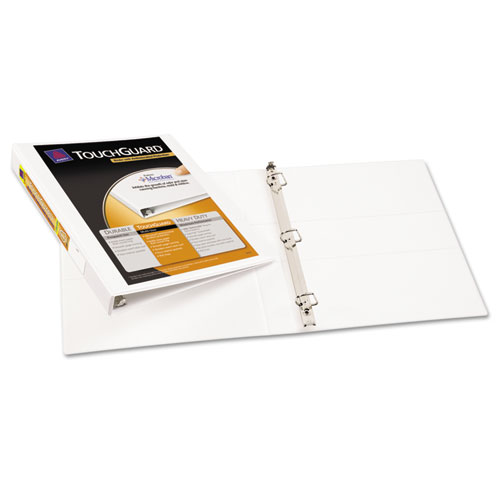 Image of TouchGuard Protection Heavy-Duty View Binders with Slant Rings, 3 Rings, 1" Capacity, 11 x 8.5, White