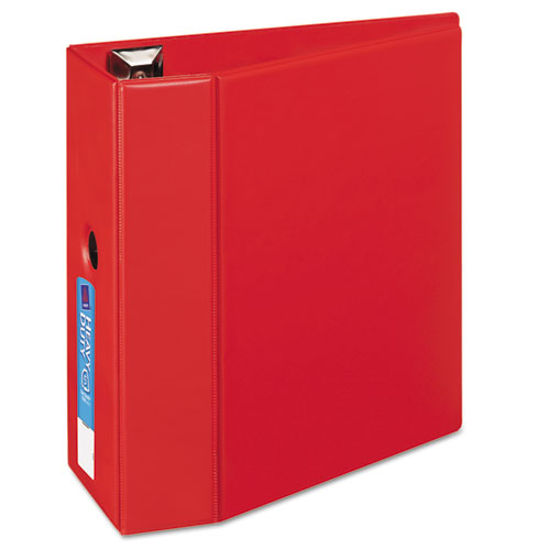 Image of Heavy-Duty Non-View Binder with DuraHinge, Locking One Touch EZD Rings and Thumb Notch, 3 Rings, 5" Capacity, 11 x 8.5, Red