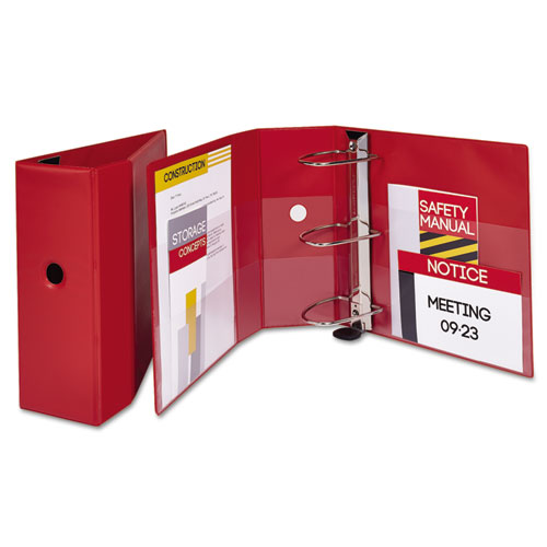 Image of Avery® Heavy-Duty Non-View Binder With Durahinge, Locking One Touch Ezd Rings And Thumb Notch, 3 Rings, 5" Capacity, 11 X 8.5, Red