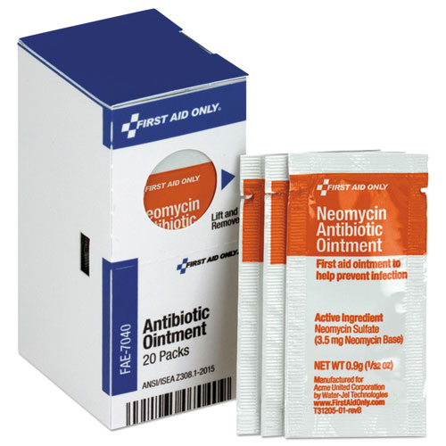 First Aid Only™ Refill for SmartCompliance General Cabinet, Antibiotic Ointment, 0.9g Packet, 20/Box