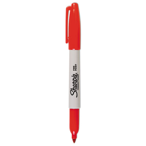 Image of Sharpie® Fine Tip Permanent Marker, Fine Bullet Tip, Red, Dozen