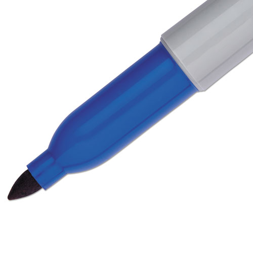 Image of Fine Tip Permanent Marker, Fine Bullet Tip, Blue, Dozen
