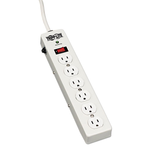 PROTECT IT! SURGE PROTECTOR, 6 OUTLETS, 6 FT CORD, 1340 JOULES, LIGHT GRAY