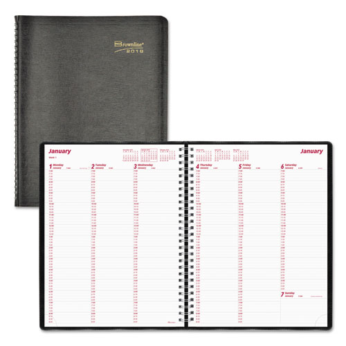 Brownline® Essential Collection Weekly Appointment Book, 11 x 8 1/2, Black, 2018