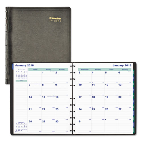 Blueline® MiracleBind 17-Mo. Academic Planner, Hard Cover, 9 1/4 x 7 1/4, Black, 2017-2018