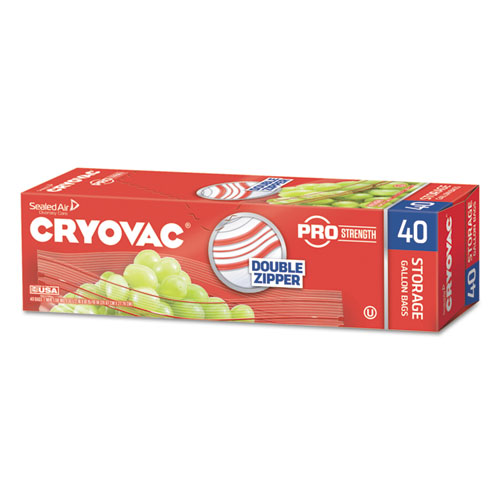 Diversey™ Cryovac One Gallon Storage Bag Dual Zipper, Clear, 10 1/2" x 10 15/16", 360/CT