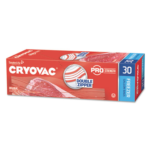 Image of Cryovac One Gallon Freezer Bag Dual Zipper, 1 gal, 2.5 mil, 10.5" x 10.94", Clear, 270/Carton