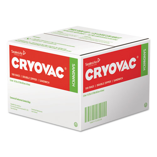Cryovac Sandwich Bags, 1.15 mil, 6.5 x 5.88, Clear, 500/Carton