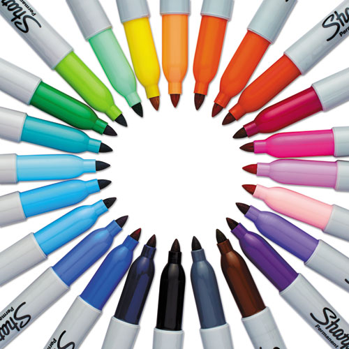 Image of Sharpie® Fine Tip Permanent Marker, Fine Bullet Tip, Assorted Colors, 24/Pack