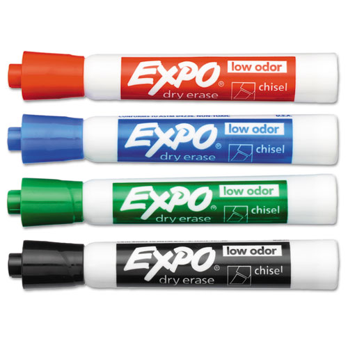 Low-Odor Dry Erase Marker Office Pack, Broad Chisel Tip, Assorted Colors, 192/Pack
