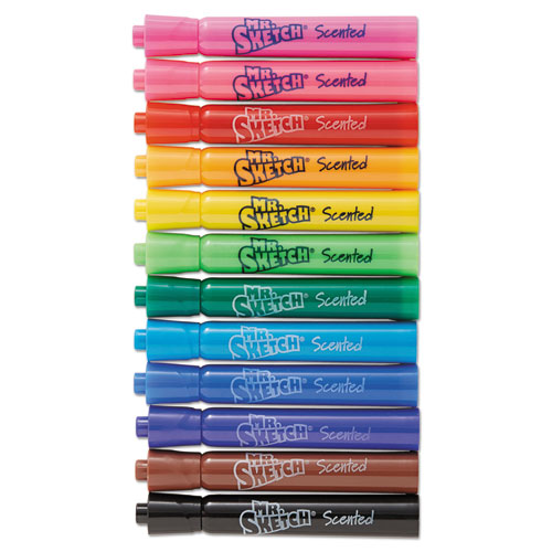 Image of Mr. Sketch® Scented Watercolor Marker Classroom Pack, Broad Chisel Tip, Assorted Colors, 36/Pack