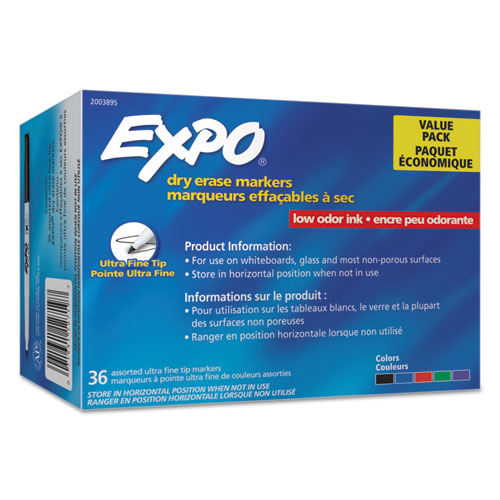 Low-Odor Dry Erase Marker Office Value Pack, Extra-Fine Bullet Tip, Assorted Colors, 36/Pack
