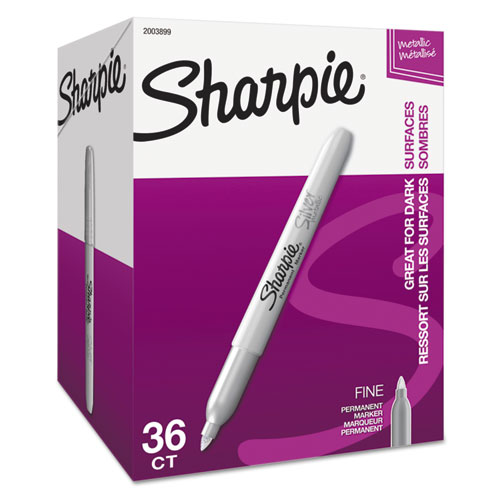Image of Sharpie® Metallic Fine Point Permanent Marker Value Pack, Fine Bullet Tip, Metallic Silver, 36/Pack