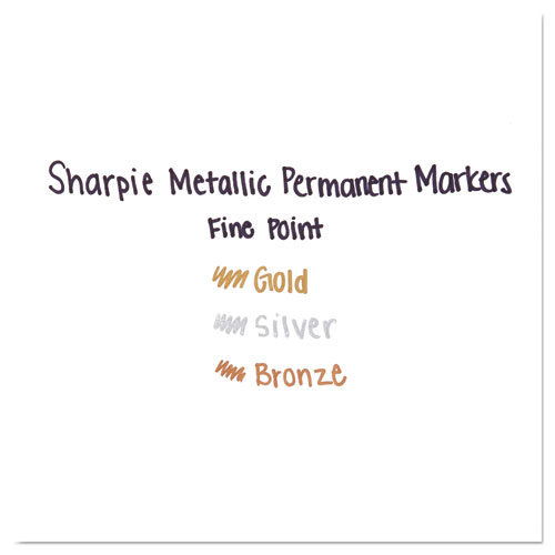 METALLIC FINE POINT PERMANENT MARKERS, BULLET TIP, GOLD-SILVER-BRONZE, 36/PACK