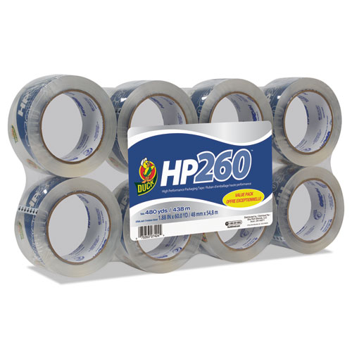 Duck® HP260 Packaging Tape, 1.88" x 60yds, 3" Core, Clear, 8/Pack
