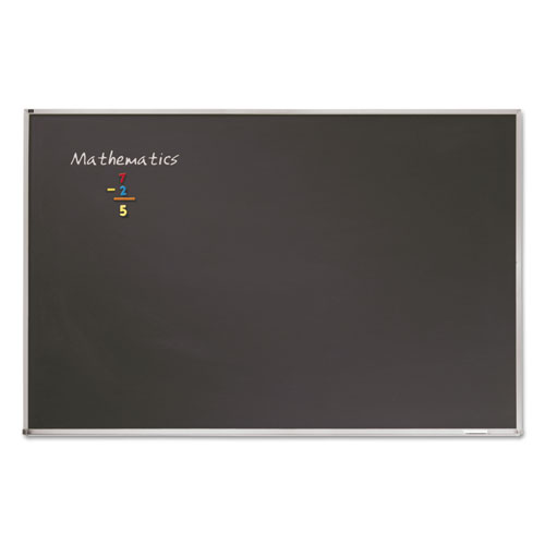 Porcelain Black Chalkboard W/aluminum Frame, 48 X 36, Silver