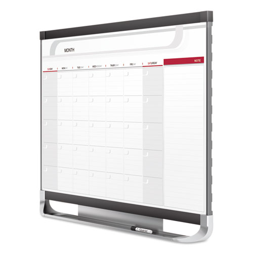 Prestige 2 Magnetic Total Erase Monthly Calendar, 48 x 36, White Surface, Graphite Fiberboard/Plastic Frame