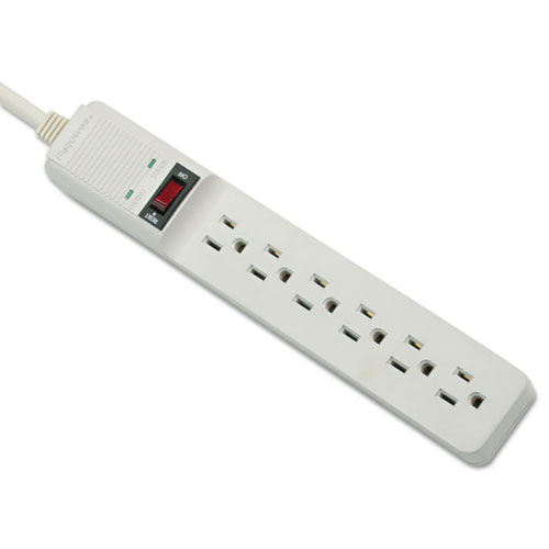 Image of Fellowes® Basic Home/Office Surge Protector, 6 Ac Outlets, 15 Ft Cord, 450 J, Platinum