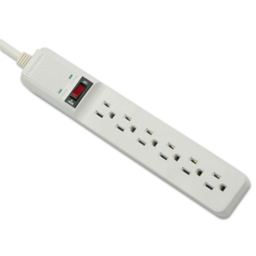 Fellowes® Basic Home/Office Surge Protector, 6 AC Outlets, 15 ft Cord, 450 J, Platinum