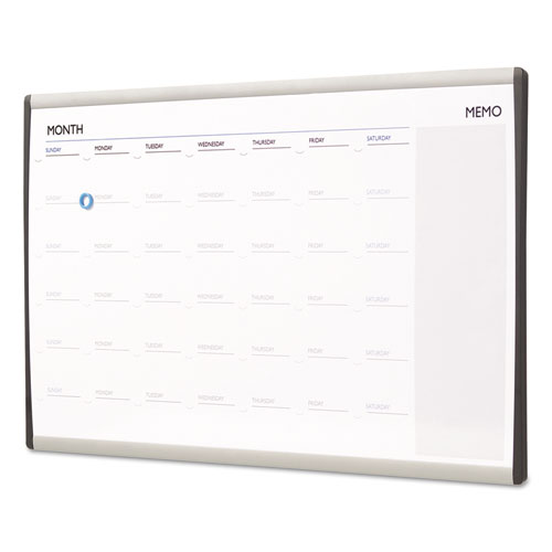 Image of Quartet® Arc Frame Cubicle Magnetic Dry Erase Calendar, One Month Format, 30 X 18, White Surface, Silver Aluminum Frame