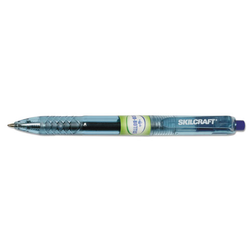 7520016580392 SKILCRAFT Eco-Bottle Gel Pen, Retractable, Medium 0.7 mm, Blue Ink, Translucent Blue Barrel, Dozen