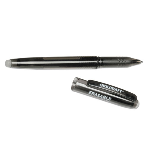 7520016580391 SKILCRAFT Erasable Re-Write Gel Pen, Stick, Medium 0.7 mm, Black Ink, Smoke/Black Barrel, Dozen