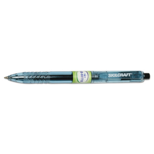 7520016580393 SKILCRAFT Eco-Bottle Gel Pen, Retractable, Medium 0.7 mm, Black Ink, Translucent Black Barrel, Dozen