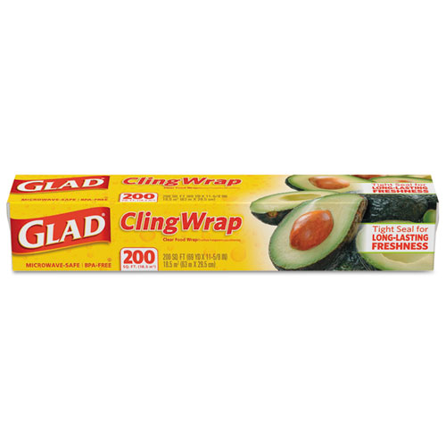 ClingWrap Plastic Wrap, 200 Square Foot Roll, Clear, 12 Rolls/Carton