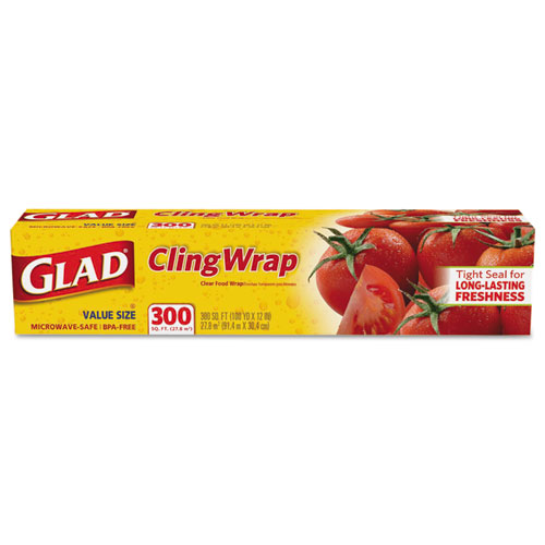 Glad Cling Wrap Plastic Wrap, 300 Square Foot Roll, Clear - Comp-U-Charge  Inc