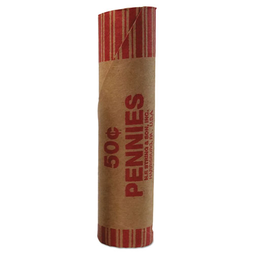 Iconex™ Preformed Tubular Coin Wrappers, Pennies, $0.50, 1,000 Wrappers/Box