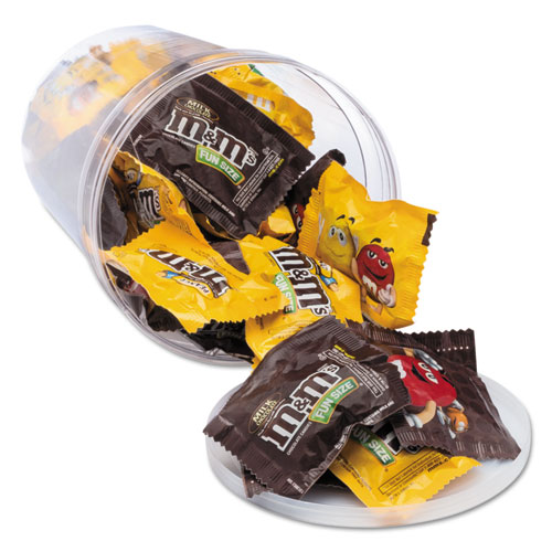Office Snax® Candy Tubs, Chocolate and Peanut MandMs, 1.75 lb Resealable Plastic Tub