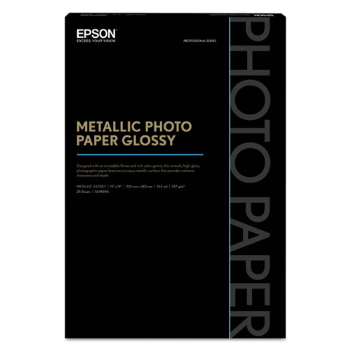 Image of Epson® Professional Media Metallic Gloss Photo Paper, 5.5 Mil, 13 X 19, White, 25/Pack