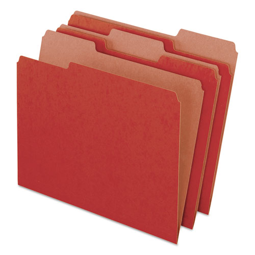 Pendaflex® Earthwise By Pendaflex 100% Recycled Colored File Folders, 1/3-Cut Tabs: Assorted, Letter Size, 0.5" Expansion, Red, 100/Box