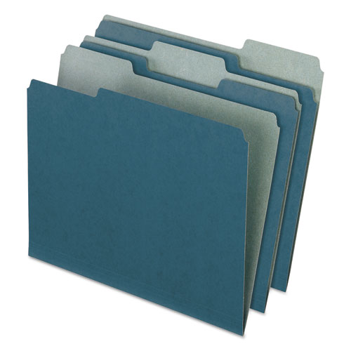Image of Earthwise by Pendaflex 100% Recycled Colored File Folders, 1/3-Cut Tabs: Assorted, Letter Size, 0.5" Expansion, Blue, 100/Box