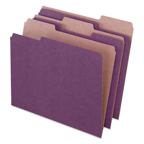 Earthwise by Pendaflex 100% Recycled Colored File Folders, 1/3-Cut Tabs: Assorted, Letter, 0.5" Expansion, Violet, 100/Box