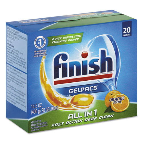 Dish Detergent Gelpacs, Orange Scent, 20 Gelpacs/box, 8 Boxes/carton