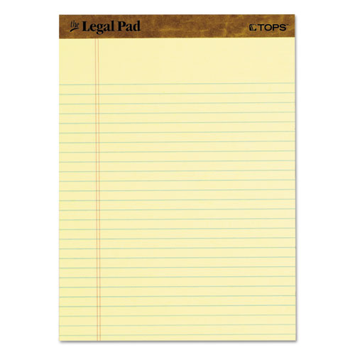TOPS 7532 The Legal Pad Ruled Pads, Wide/Legal Rule, 8.5 x 11.75, Canary, 50  Sheets, Dozen - Comp-U-Charge Inc