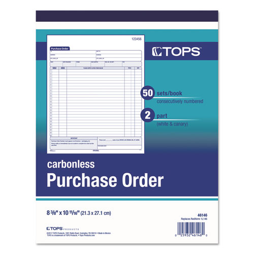Image of Tops™ Purchase Order Book, 22 Lines, Two-Part Carbonless, 8.38 X 10.19, 50 Forms Total