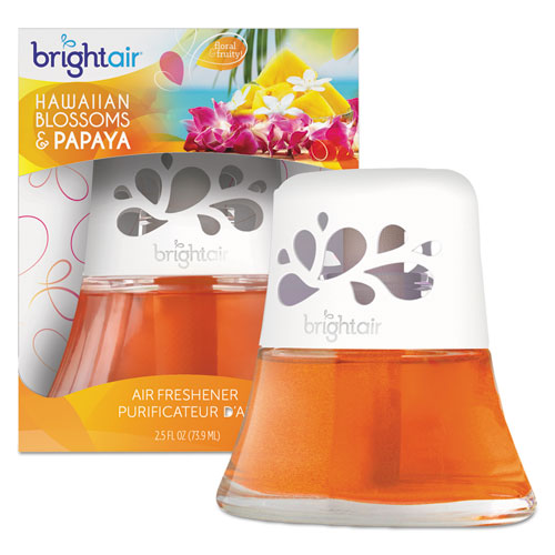 BRIGHT Air® Scented Oil Air Freshener, Hawaiian Blossoms and Papaya, Orange, 2.5 oz, 6/Carton