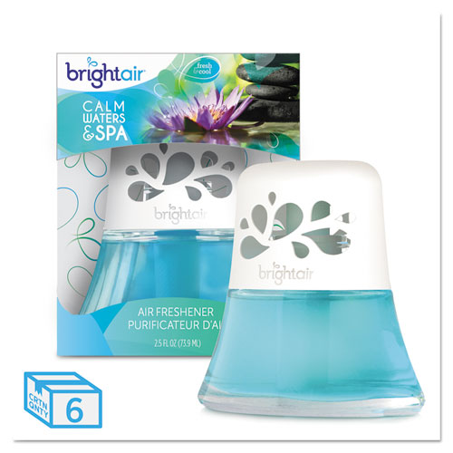 Image of Bright Air® Scented Oil Air Freshener, Calm Waters And Spa, Blue, 2.5 Oz, 6/Carton
