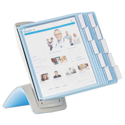 Image of SHERPA Style Desk-Mount Reference System, 10 Panel, 20 Sheet Capacity, Blue/Gray