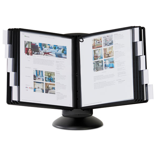 Durable® Sherpa Motion Desk Reference System, 10 Panels, Black Borders