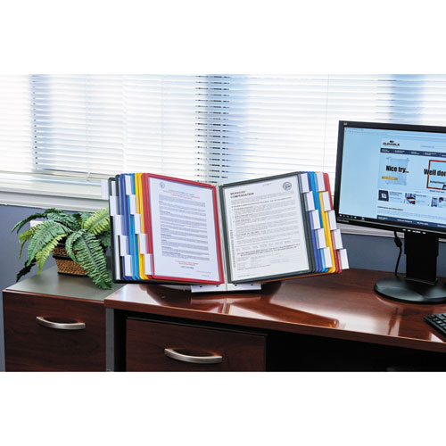 Image of SHERPA Desk Reference System, 10 Panels, 10 x 5.63 x 13.88, Assorted Borders