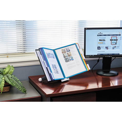 Image of SHERPA Desk Reference System, 10 Panels, 10 x 5.63 x 13.88, Assorted Borders