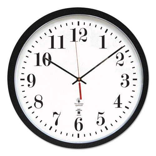 Black ATOMIC Contemporary Clock, 16.5" Overall Diameter, Black Case, 1 AA (sold separately)