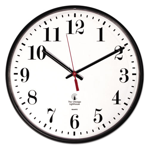Quartz Slimline Clock, 12.75" Overall Diameter, Black Case, 1 AA (sold separately) | by Plexsupply